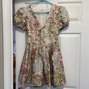 Elliatt Floral Mini Dress - Pink and Green